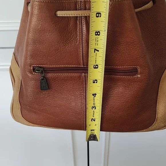 Vintage 90's Y2K JC Brown Tan Leather Bucket Bag Purse - Picture 13 of 14